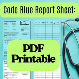 Code Blue Berichtsblatt für Krankenschwestern (druckbare PDF) | Nursing Report Code Blaue Vorlage | Intensivstationen, ER, RRT, Intensivpflege, New Grad Nurses
