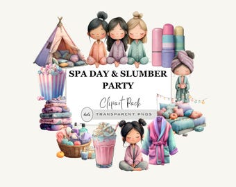 Spa Day Clipart, Cute Spa Girl, Self Care, Spa Birthday, Manicure, Pedicure, Mani Pedi - Digital Download | Sublimation | SVG, EPS, PNG