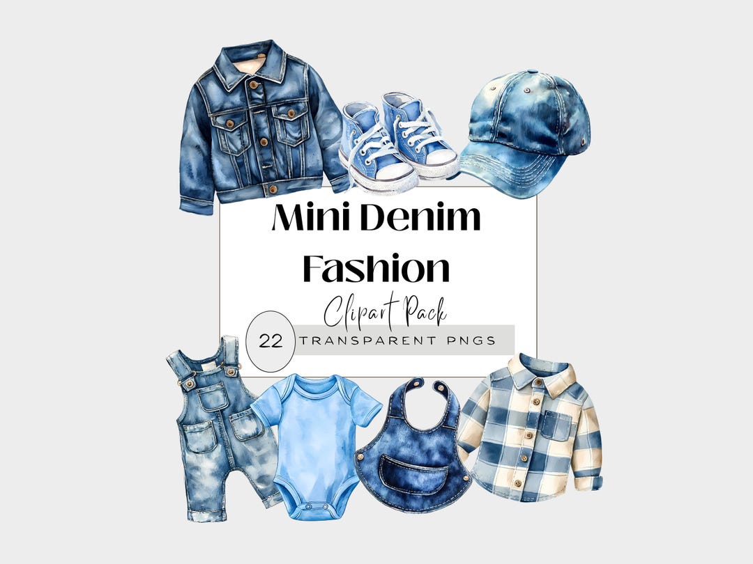 Blue Jean Baby Clipart - Watercolor Denim Clothes Graphics - Boy Shower ...