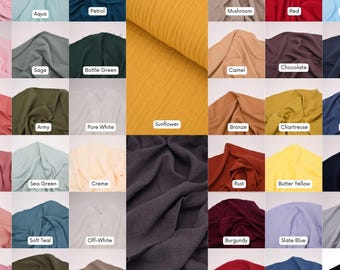 Tissu double gaze 100 % coton par mètre, gaze de coton froissé, tissu doux et respirant pour emmailloter bébé, robes, courtepointe