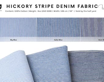 Hickory Streifen Denim Stoff, 8 Unzen 100% Baumwolle Railroad Nadelstreifen Denim für Jeans, Taschen & Arbeitskleidung, von halben Hof