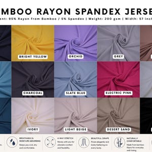 Bambus-Jersey-Stoff - Ultraweicher 4-Wege-Stretch-Strickstoff für Kleider, Nachtwäsche und Babykleidung