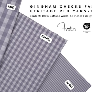 Gingham Checks Fabric, Pebble Grey Yarn-Dyed ,Soft Breathable, Quilting Fabric, baby blankets, clothing, HomeDécor, 100% Cotton BY HALF YARD