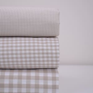 Gingham Checks Fabric, 100% Cotton, Almond Yarn-Dyed, Soft Breathable, Quilting Fabric, baby blankets, clothing, beige checks BY HALF YARD image 9