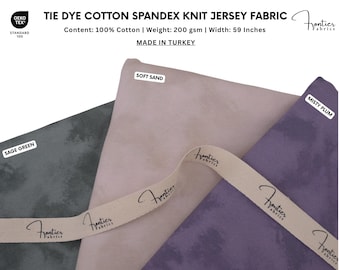 Tissu jersey tie-dye par demi-mètre, coton élasthanne extensible dans les 4 sens pour t-shirts, robes et vêtements de sport