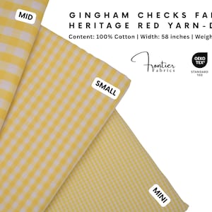 Gingham Checks Fabric, 100% Cotton, Soft Breathable, Quilting Fabric, baby blankets, clothing, gingham Butter Yellow Yarn-Dyed BY HALF YARD
