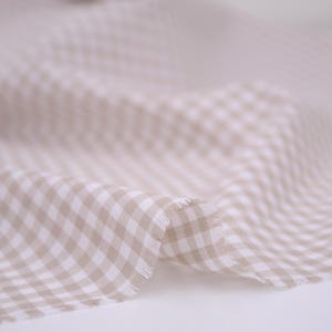 Gingham Checks Fabric, 100% Cotton, Almond Yarn-Dyed, Soft Breathable, Quilting Fabric, baby blankets, clothing, beige checks BY HALF YARD image 4