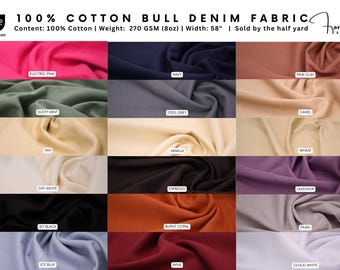 Tessuto denim Bull 100% cotone, denim Bull colorato, tessuto denim, twill di cotone, giacca di jeans, tessuto per jeans, denim colorato, al mezzo metro, twill