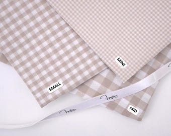 Tkanina w kratkę Gingham, 100% bawełny, barwiona przędzą migdałową, miękka i oddychająca, tkanina pikowana, kocyki dla dzieci, odzież, beżowa kratka, OD 1/2 JARDA