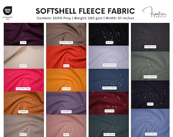 Tissu softshell résistant à l'eau ½ mètre, tissu coupe-vent à envers polaire pour vestes, imperméables et manteaux pour chien