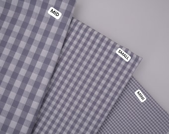 Gingham Checks Fabric, Pebble Grey Yarn-Dyed ,Soft Breathable, Quilting Fabric, baby blankets, clothing, HomeDécor, 100% Cotton BY HALF YARD