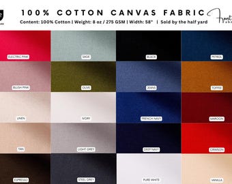 100% Cotton Canvas Fabric, Vintage Canvas for Sewing Bags, Upholstery, Garments, 8oz Canvas, Vintage Style Canvas,Canvas Fabric BY HALF YARD