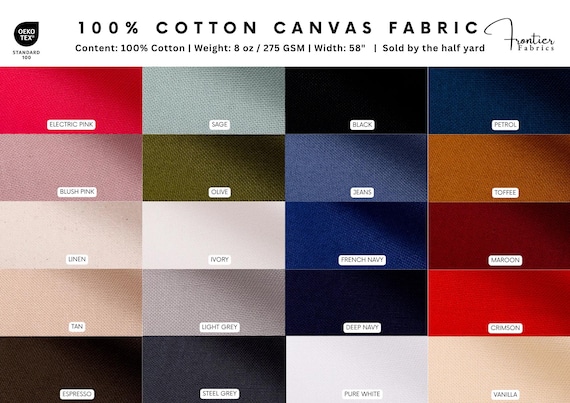 100% Cotton Canvas Fabric, Vintage Canvas for Sewing Bags, Upholstery, Garments, 8oz Canvas, Vintage Style Canvas,Canvas Fabric BY HALF YARD