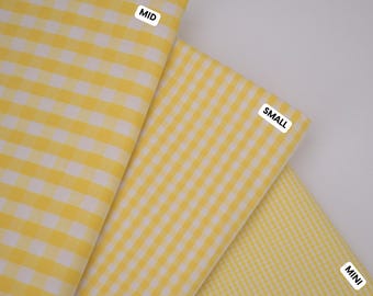 Tissu Vichy à carreaux, 100 % coton, doux et respirant, tissu de courtepointe, couvertures pour bébés, vêtements, vichy jaune beurre teint en fil par demi-yard