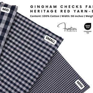 Gingham Checks Fabric, 100% Cotton, Soft Breathable, Quilting Fabric, baby blankets, clothing, Midnight Navy Yarn-Dyed BY HALF YARD