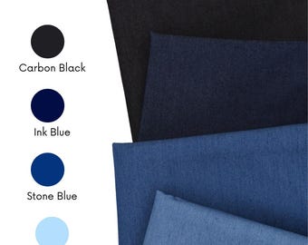 Tela vaquera Chambray de algodón spandex suave de 5 oz, mezclilla elástica, chambray vaquera, mezclilla para camisas, tela vaquera para vestidos, tela vaquera