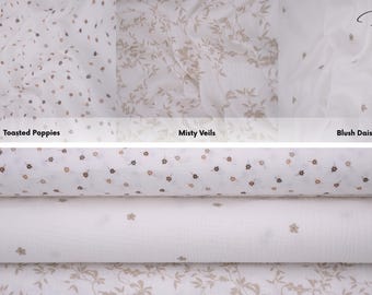 Tissu en mousseline de soie naturelle 100 % coton double gaze, tissu par demi-mètre, gaze de coton froissé, imprimés floraux, emmaillotage de bébé, vêtements