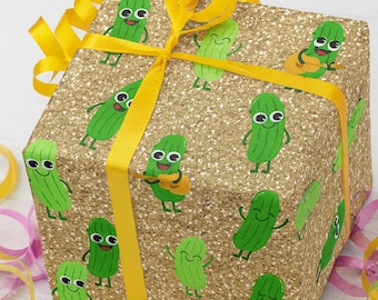 Pickle Party - Fun Pickle Wrapping Paper by HueRoot Designs