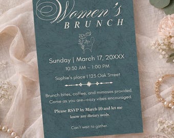 Women’s Brunch Invitation Template | Elegant Floral Brunch Invite | 5x7 Printable & Digital Download | Cozy Modern Gathering