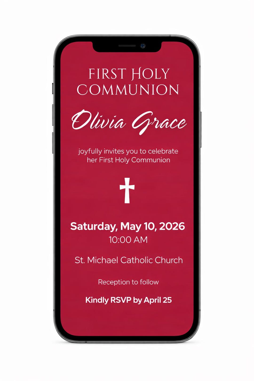 Catholic First Holy Communion Invitation Template Editable in Canva ...