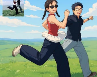 Custom Ghibli  Style Portrait - Anime Photos - Digital Gift