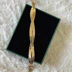 Vintage Textured Gold Tone Multi Strand Bracelet: Layered Snake Chain, Minimalist Jewelry