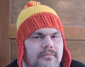 Tuque tricolore, orange, jaune et rouge, SUR COMMANDE chapeau Jayne