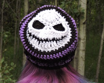 Jack Skellinton Slouch, Nightmare Before Christmas Made To Order MTO goth crochet handmade striped skull