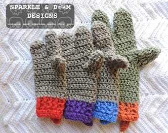 Teenage Mutant Ninja Turtle Mitts, Made To Order crochet TMNT gloves handmade adult child toddler sizes