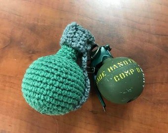 Grenade Keychain or Zipper Charm, MTO Made To Order crochet
