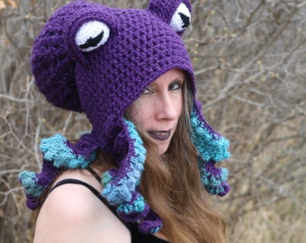 Octopus Hat, MADE TO ORDER crochet tentacles handmade custom