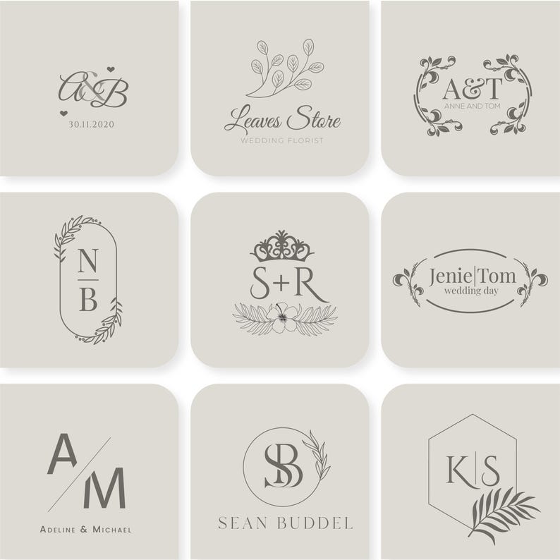 Custom Wedding Monogram Logo Design | Luxury Floral Initial & Vintage ...