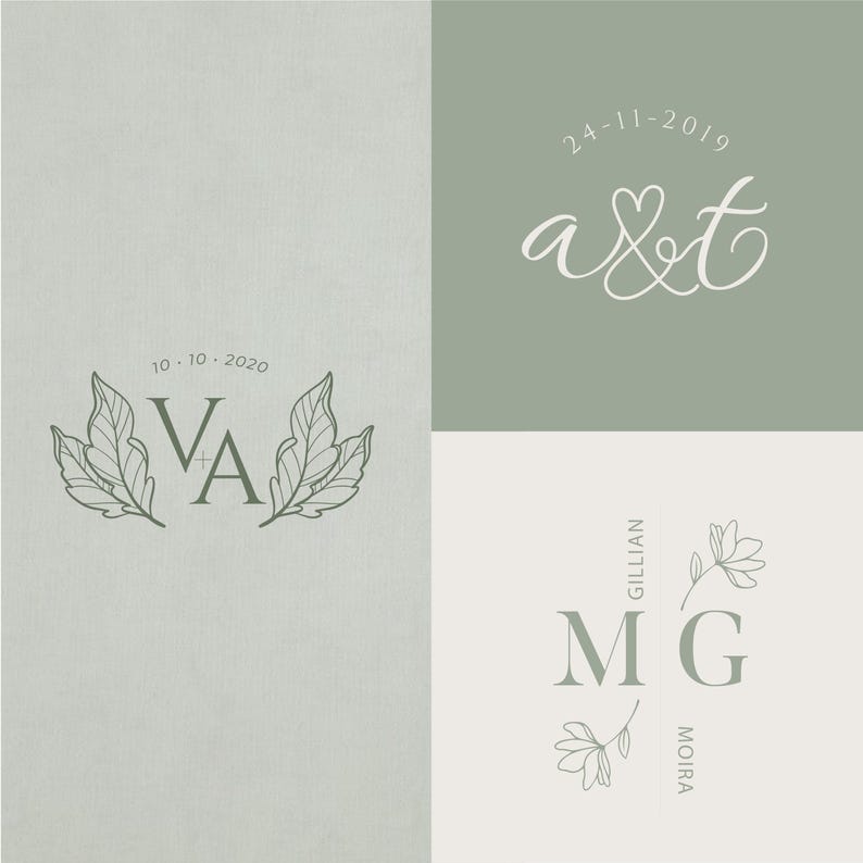 Custom Wedding Monogram Logo Design | Luxury Floral Initial & Vintage ...
