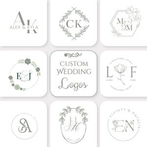 Custom Wedding Monogram Logo Design | Luxury Floral Initial & Vintage Crest Logo | Wedding Envelop Embosser | Wedding Stationery