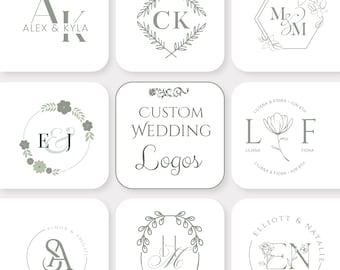 Diseño de logotipo con monograma para boda personalizado / Logotipo con inicial floral de lujo y escudo vintage / Grabador de sobres para boda / Papelería para boda