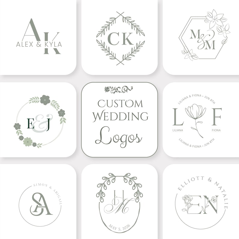 Custom Wedding Monogram Logo Design | Luxury Floral Initial & Vintage ...