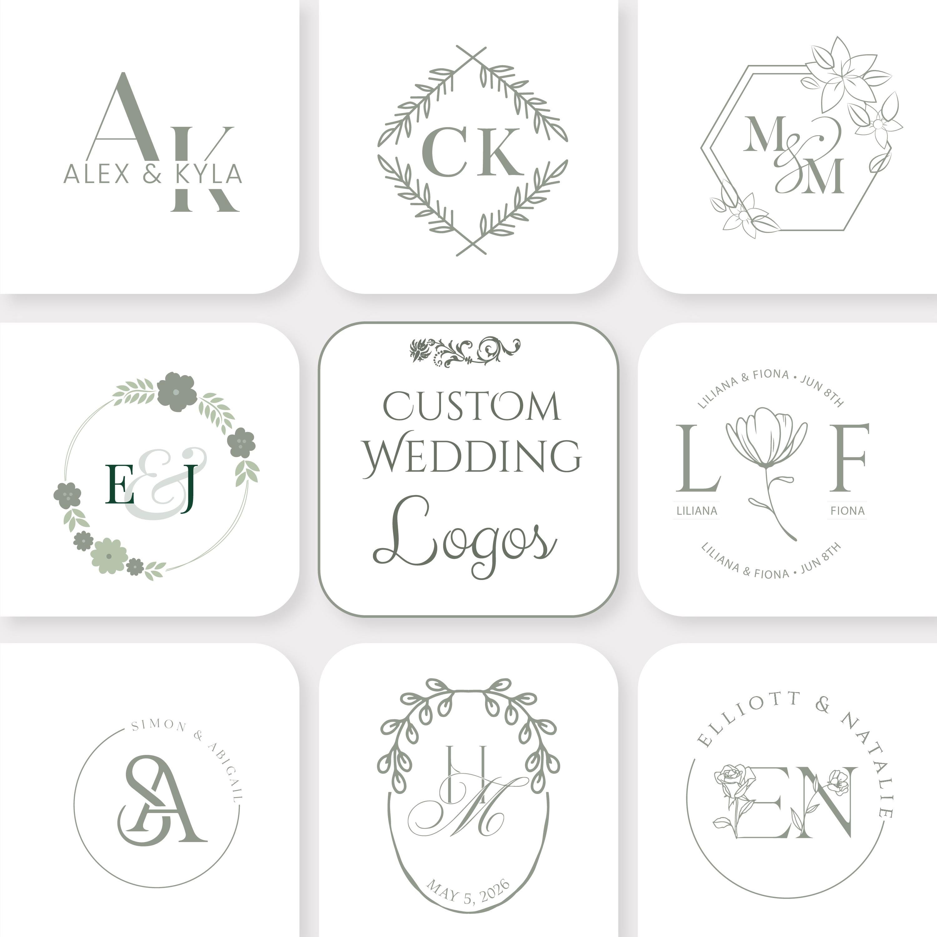 Custom Wedding Monogram Logo Design | Luxury Floral Initial & Vintage ...