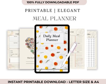 Meal Planner Printable | Weekly Food & Grocery Planner | Meal Prep Organizer | Shopping List