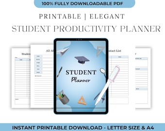 Student Productivity Planner | Printable Study Organizer | Academic Schedule | Time Management & Goal Tracker