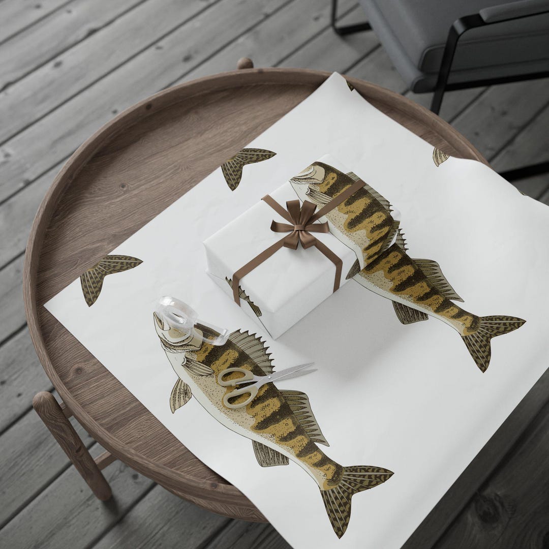 Fish Wrapping Around Vintage Fish Pattern Wrapping Paper | Nautical Gift Wrap Roll - Etsy