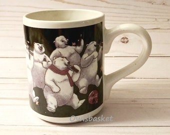 Coca Cola Coffee Mug Polar Bears by Gibson, collectible drinkware, Vintage 1996. Gift, housewarming gift