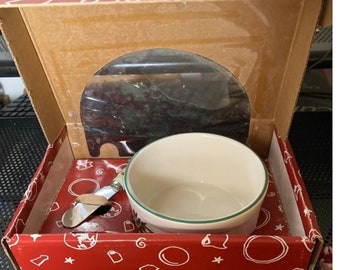 Pfaltzgraff Christmas Heritage Dip Serving Set, bowl with spreading knife, Vintage 1998. Gift, valentines gift