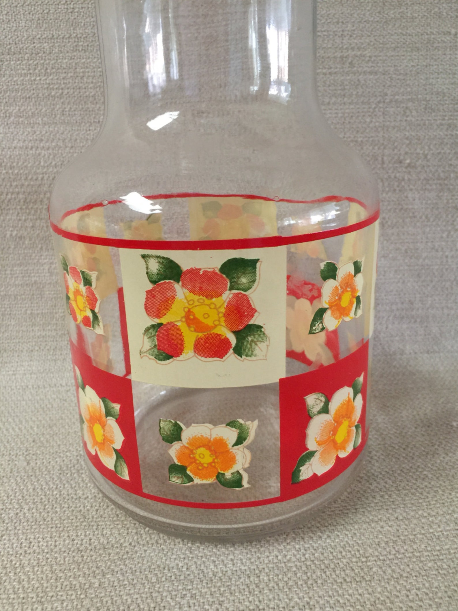 Vintage Daffodil Juice Carafe Etsy