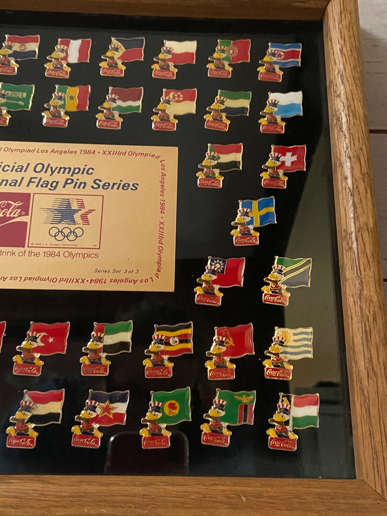 1984 Los Angeles Olympic Flag Pin Set Coca Cola Olympic Pin Etsy