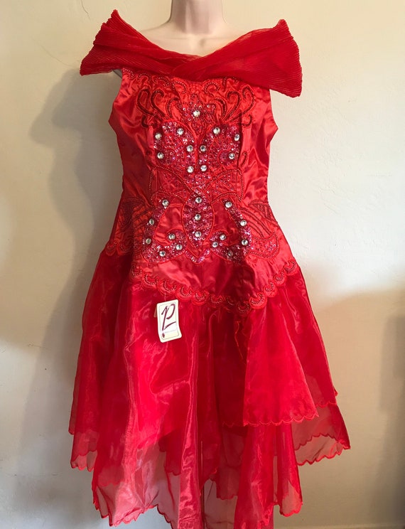 Vintage Red Party Cocktail Dress ~ Primadonna ~ P