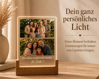 Cornice portafoto luminosa personalizzata con la tua foto e testo personalizzato | Lampada LED per foto | Regalo per famiglia, coppie, matrimoni, nascite