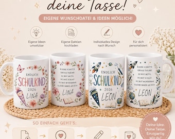 Schulkind Tasse mit Affirmationen, Geschenk Schulanfang 2026, Personalisierte Tasse mit Namen, Einschulungsgeschenk, Geschenkidee Schulstart