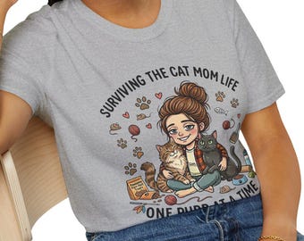Surviving the Cat Mom Life T-Shirt | Ein Schnurren zu einer Zeit, Katzen-Liebhaber-T-Shirt