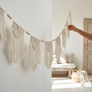 Makramee Girlande Wimpelkette, Boho Wanddekoration, Baumwolle Banner Home Decor, Party Hintergrund