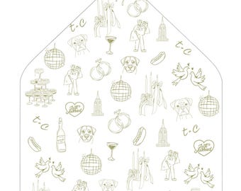 Envelope Liner Green & White